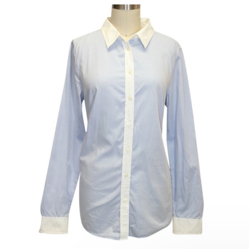 Gap Color Block Buttondown Blue & White Top Sz.L